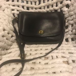 Vintage black leather coach purse